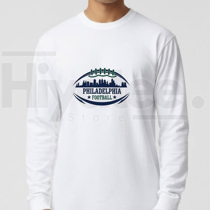 Football City Skyline Long Sleeve Tee | Game Day City Gridiron Graphic Shirt for Men & Women