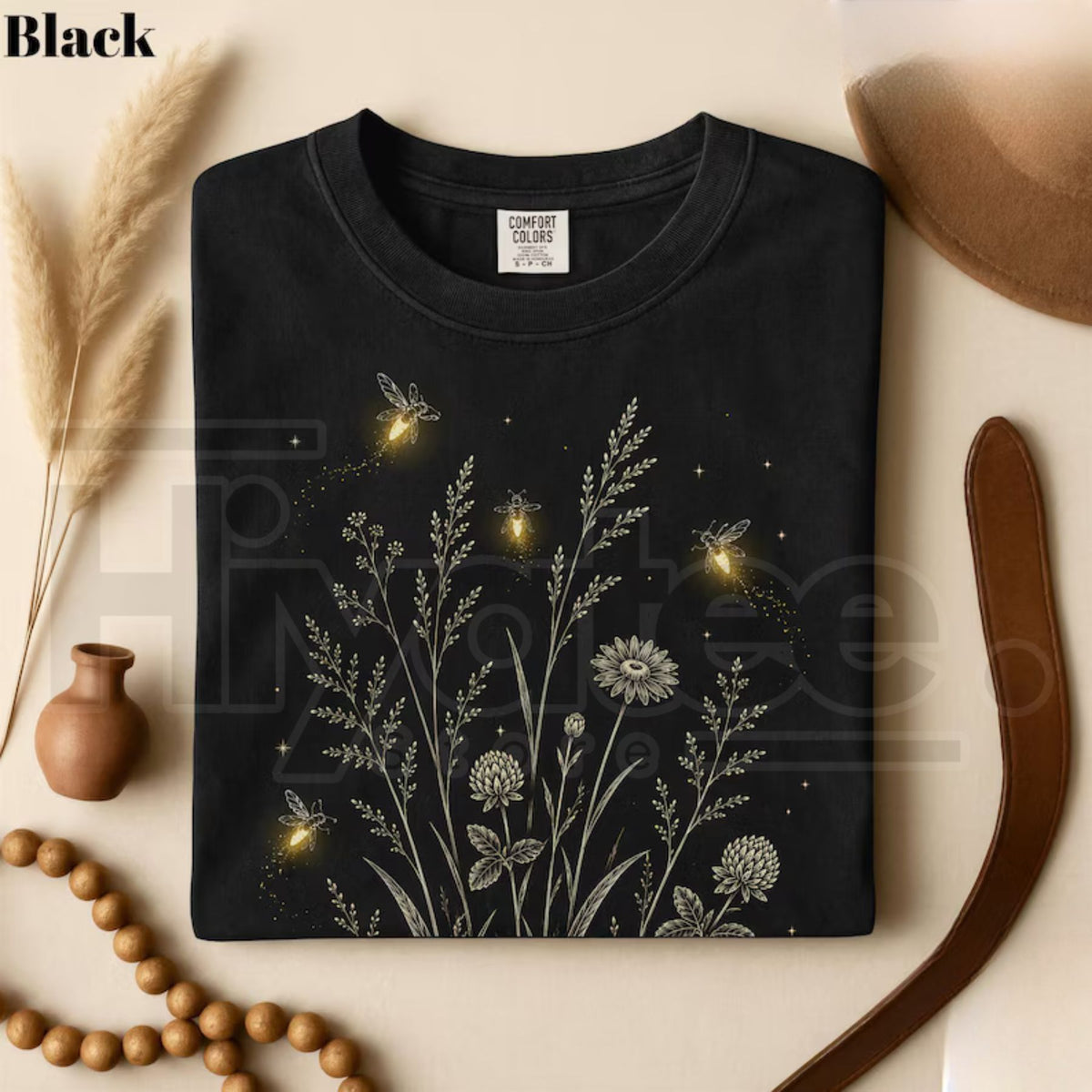 Comfort Colors Firefly Wildflower Cottagecore Lightning Bug Tee