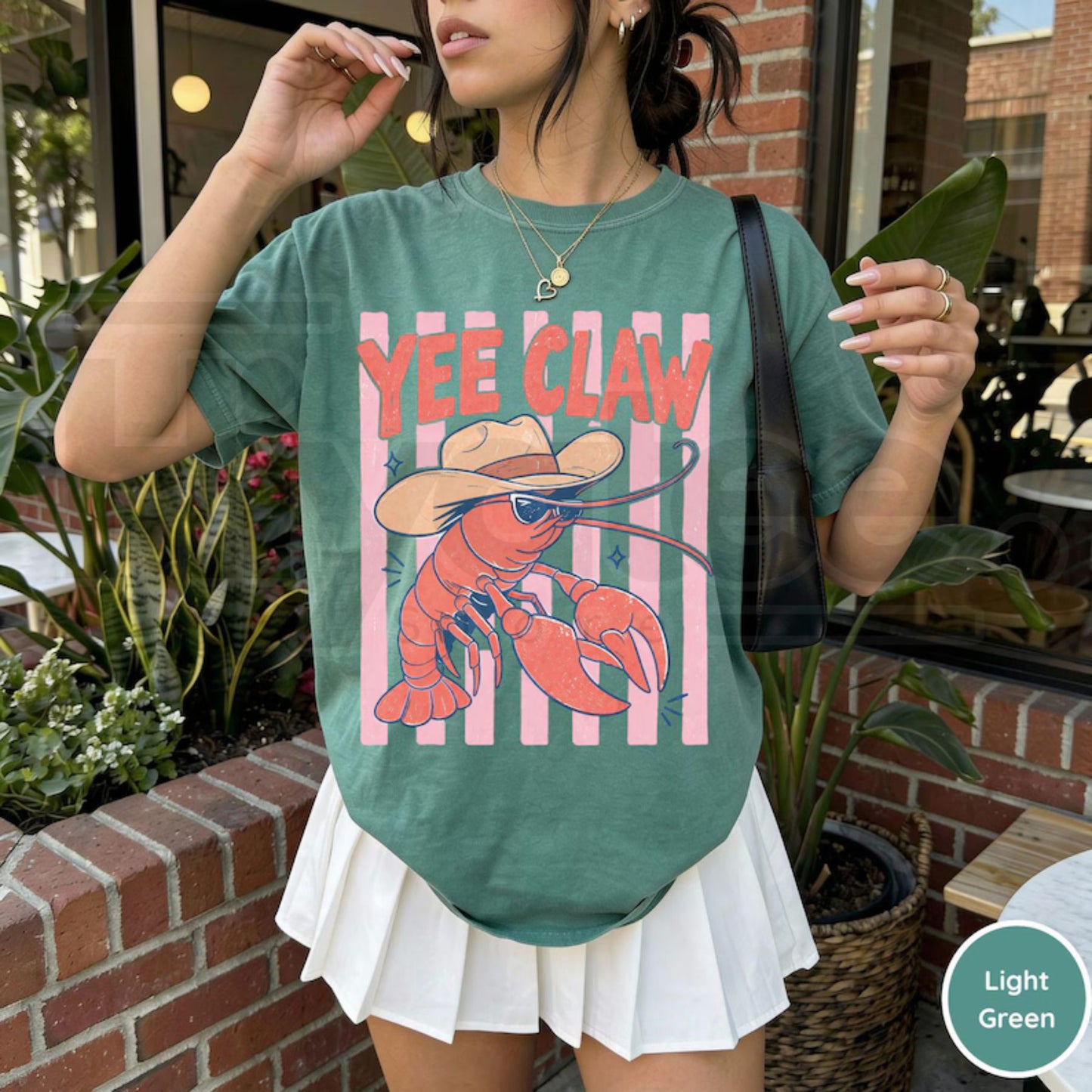 Comfort Colors Lobster Cowboy Shirt – Funny Yee Claw Western Beach Tee, Trendy Cute Coastal Cowgirl Graphic Apparel