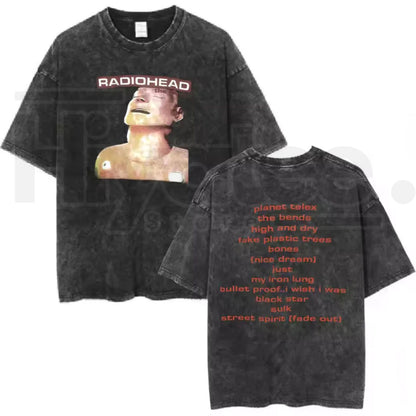 Radiohead Rock Band Vintage T-Shirt – Washed Hip Hop Music Oversized Tee