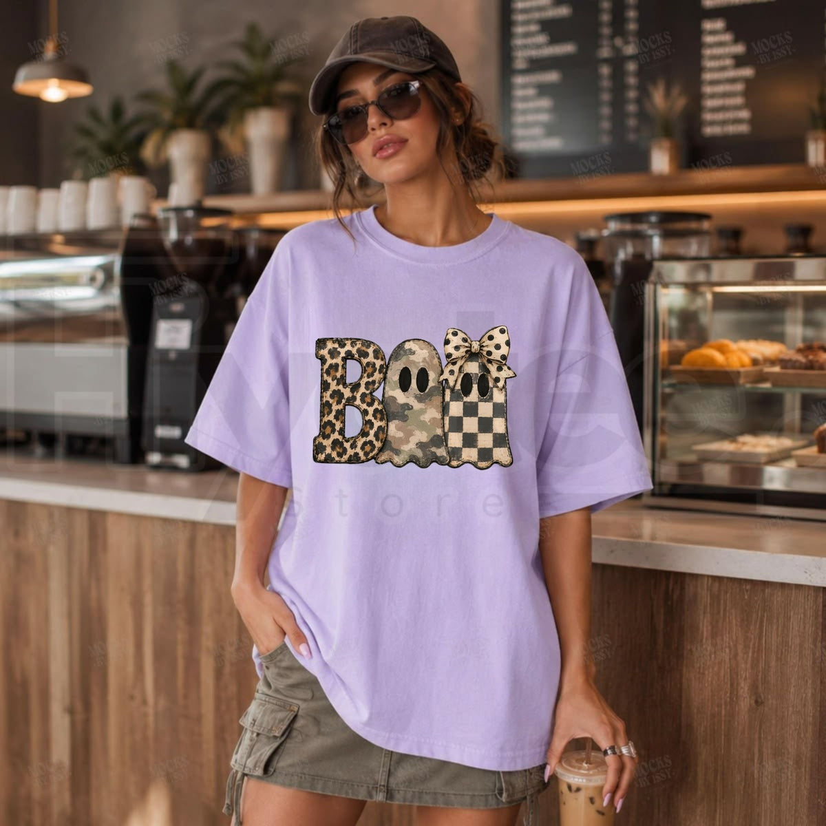 Comfort Colors Leopard Camo BOO Halloween T-Shirt – Trendy Spooky Season Tee