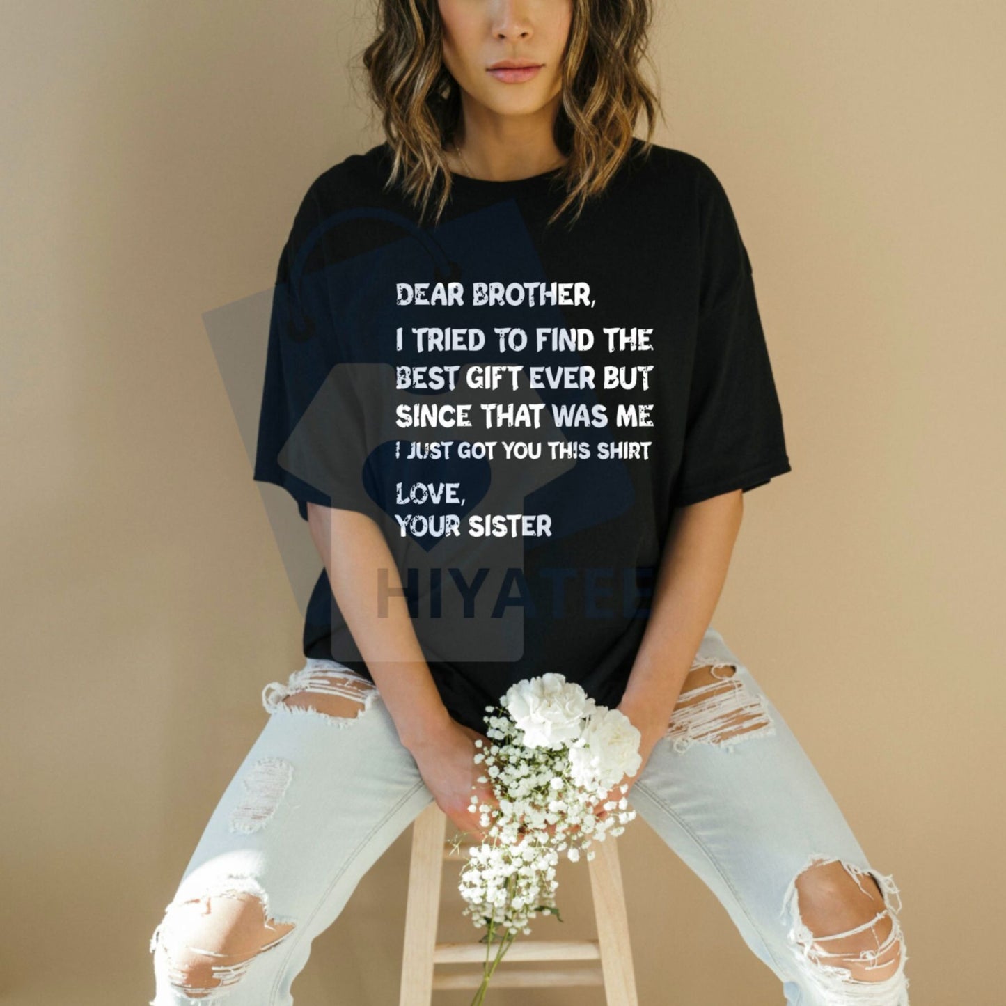 Retro Funny Gift T-Shirt For Brother – Sibling Tee Text Casual Cotton Made In USA