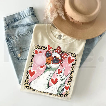 Comfort Colors® Leopard Valentine’s Day Goose T-Shirt