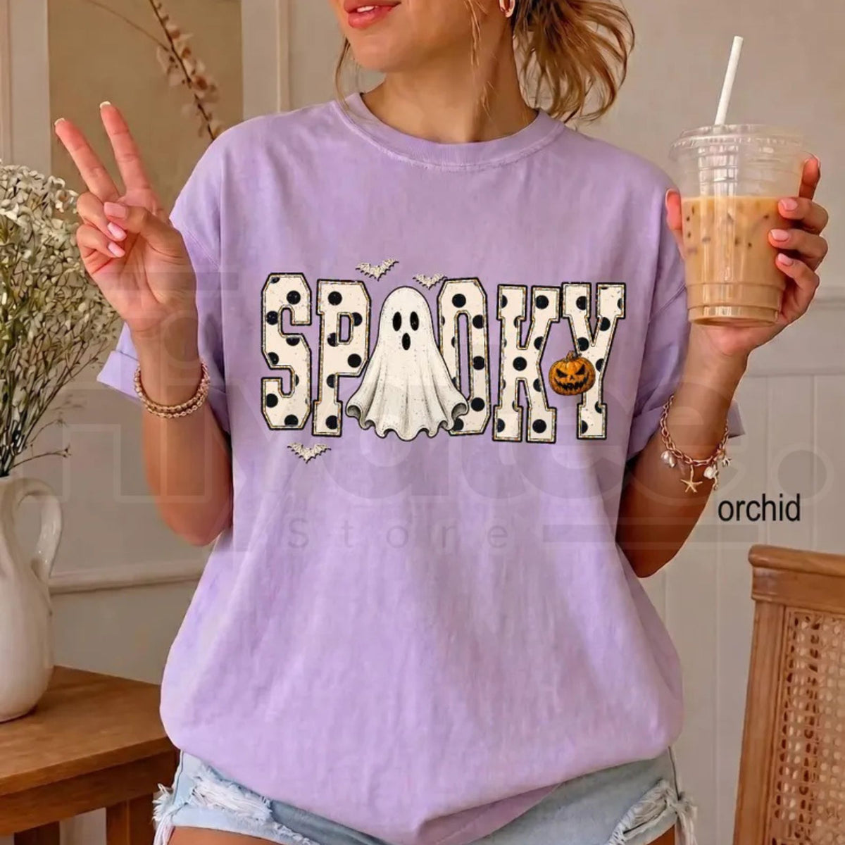 Comfort Colors Retro Spooky Halloween Ghost Preppy Tee