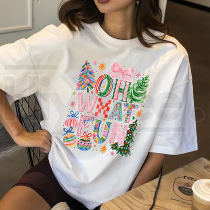 Comfort Colors Oh What Fun Christmas T-Shirt – Retro Holiday Graphic Tee