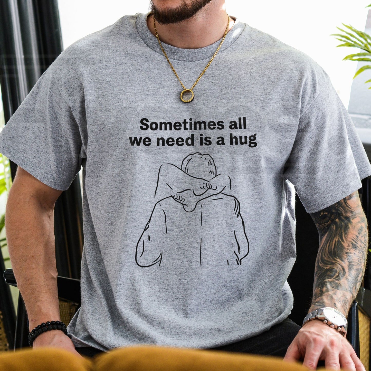 Sometimes All We Need Is a Hug Graphic T-Shirt – Mindful Minimalist Inspirational Tee