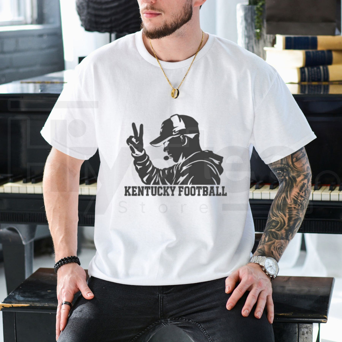 Kentucky Football Two-Finger Coach T-Shirt – Blue Wildcats Game Day Fan Tee