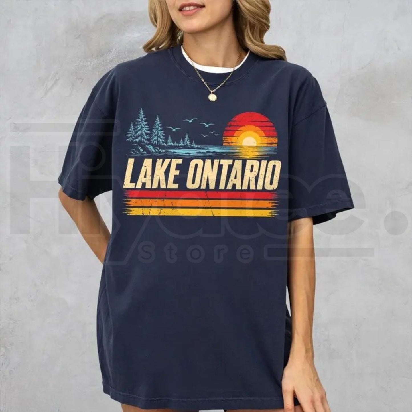 Lake Ontario TShirt Great Lakes Sunset Retro Canada Cottage Vacation Tee