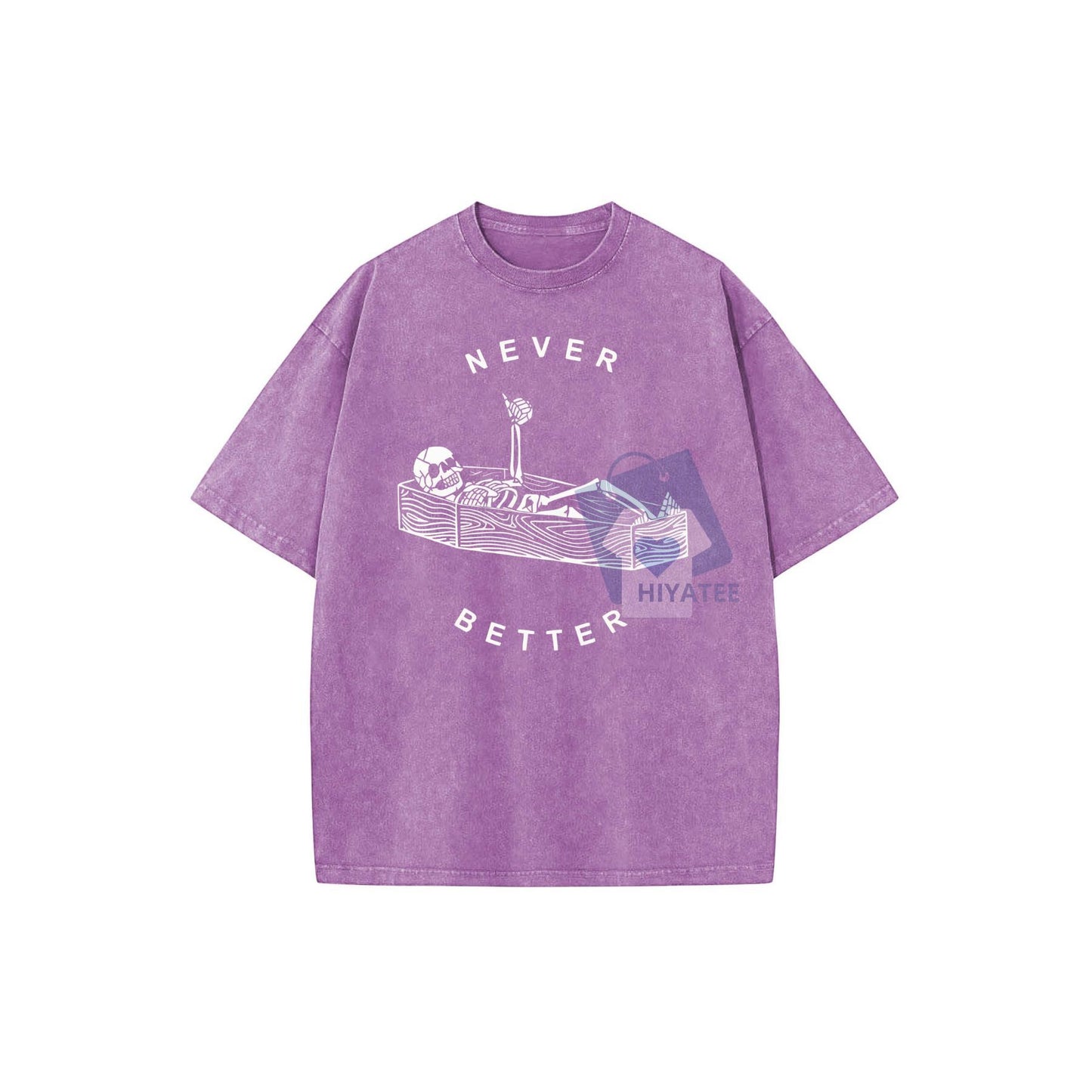 "Never Better" Skeleton T-Shirt – Washed Graphic Tee, Unisex Plus Size Casual Top