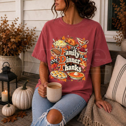 Comfort Colors FDT Family Dinner Thanks T-Shirt – Hidden Message Thanksgiving Tee