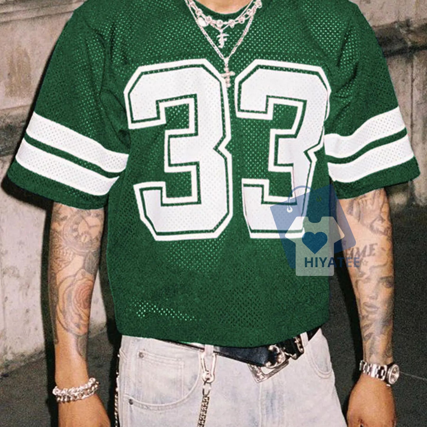 Mesh Number Jersey Shirt – Streetwear Crew Neck Short Sleeve Tee