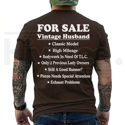 Vintage Husband For Sale T-Shirt – Funny Sarcastic Marriage Humor Tee, Retro Graphic Menswear Gift