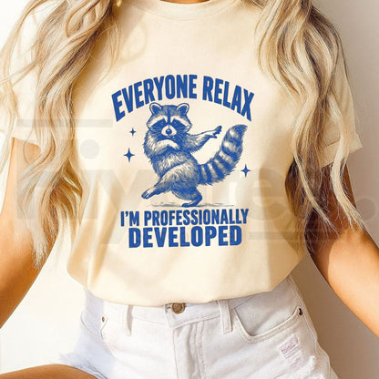 Comfort Colors Funny Raccoon Teacher T-Shirt – Professionally Developed Tee