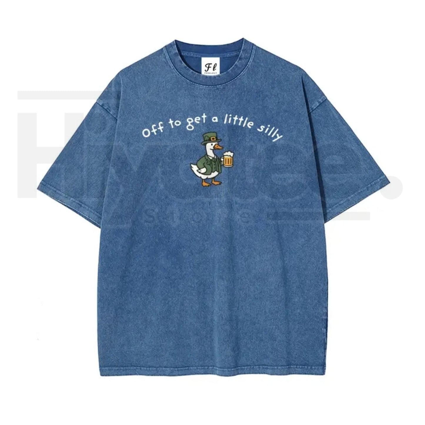 Unisex “Off to Get a Little Silly” Vintage Washed T-Shirt – Shamrock St. Patrick’s Day Graphic Tee