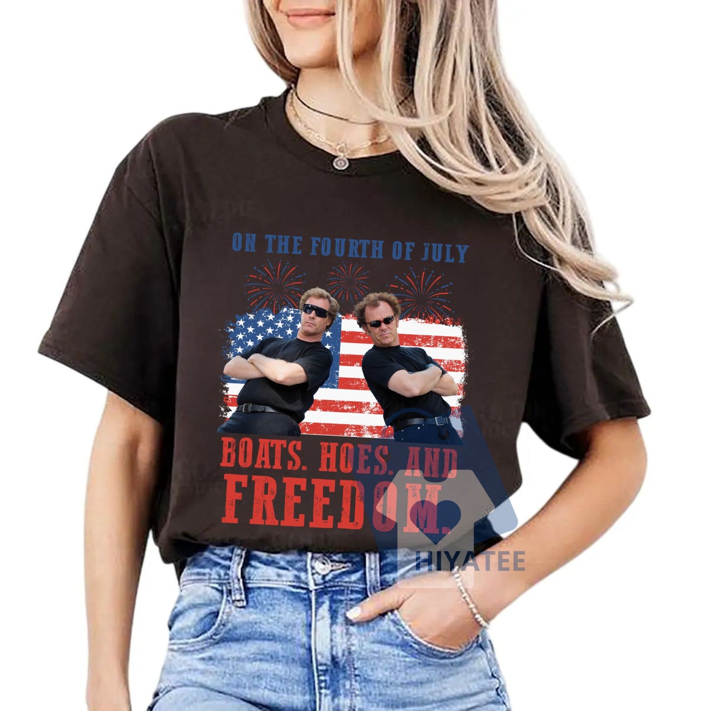 Boat. Hoes. And Freedom. – Funny Fourth of July Party Tee
