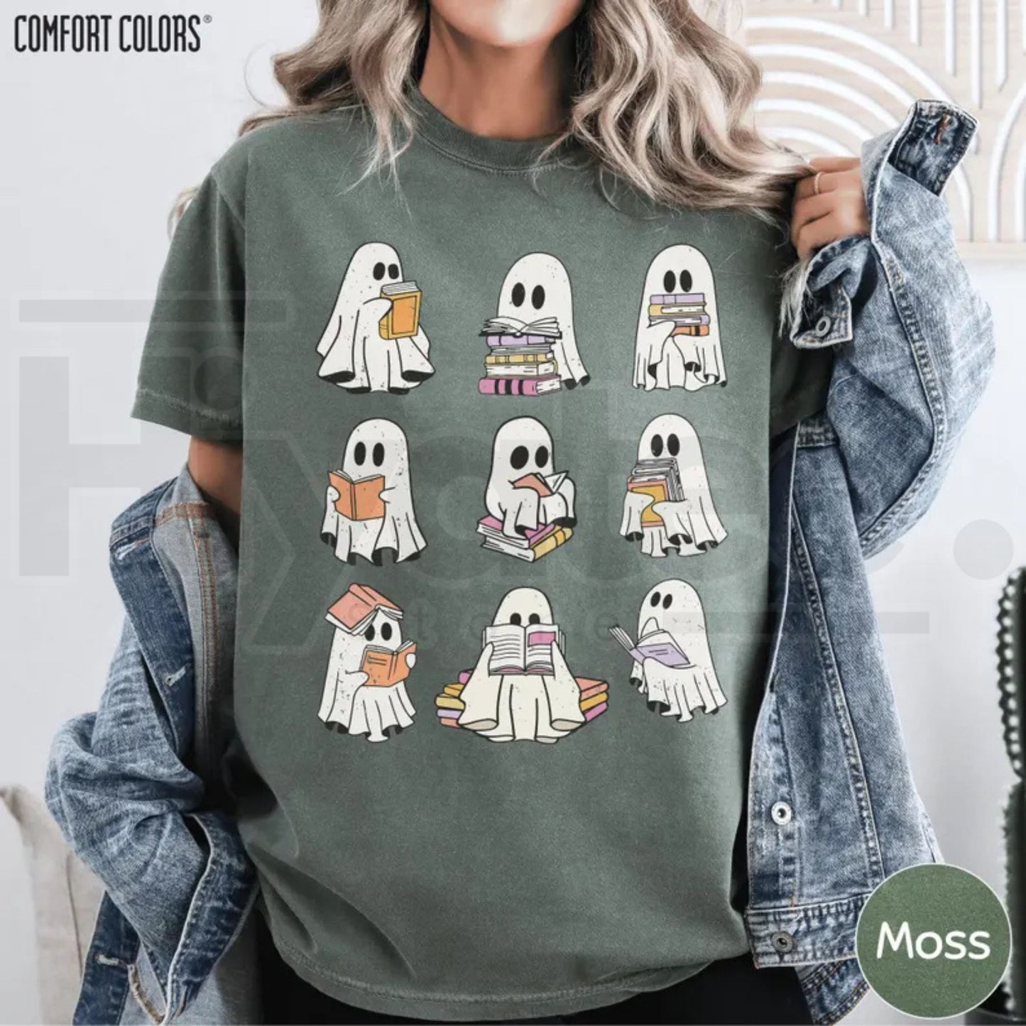 Ghost Reading Book Comfort Colors Shirt Girly Bookish Halloween Fall Tee