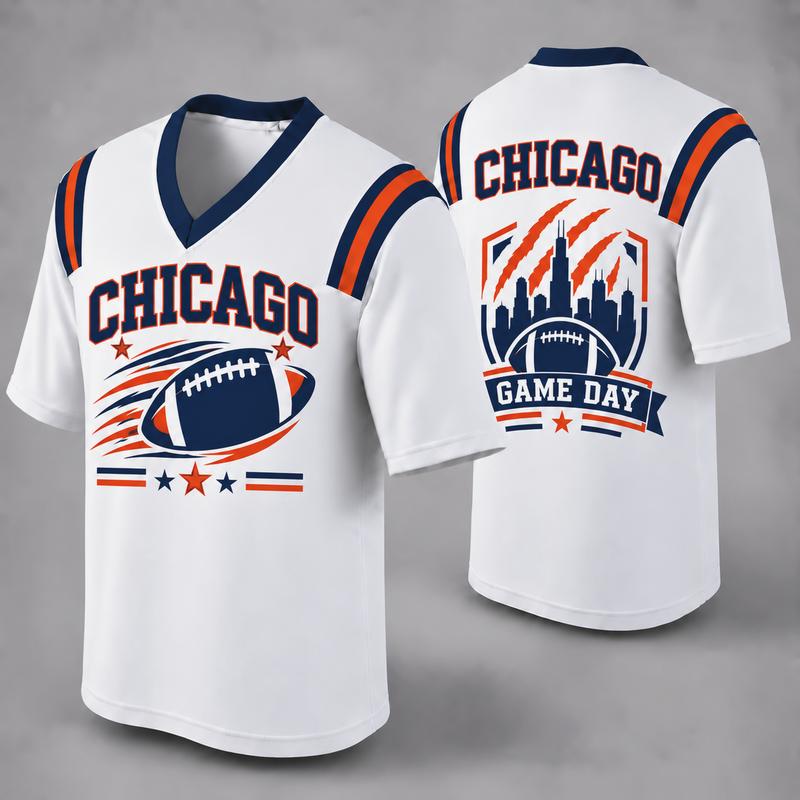 Custom Football Fan Jersey, White Mesh V-Neck Game Day Top, Unisex American Football Apparel for All 32 Teams