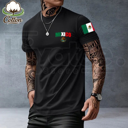 Men's Heavyweight Loose-Fit Mexican Heritage T-Shirt – Summer Casual Streetwear Tee