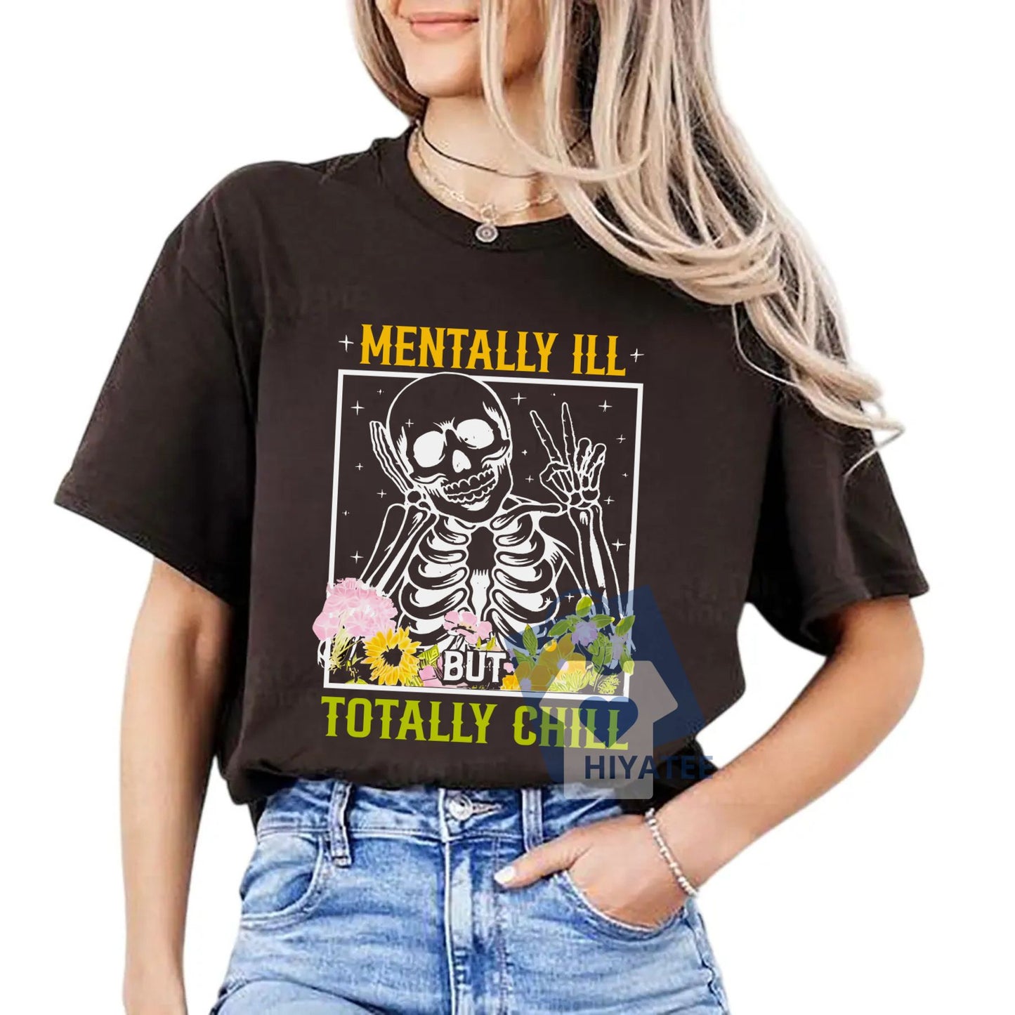 Mentally Ill But Totally Chill T-Shirt – Funny Fall Pumpkin Season Tee