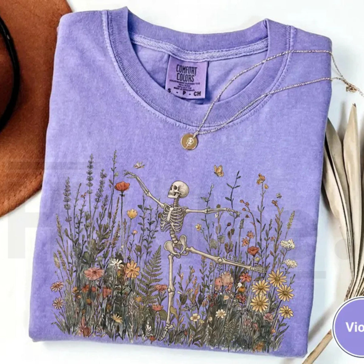 Comfort Colors Skeleton Dancing Arabesque Wildflower Cottagecore Nature Shirt