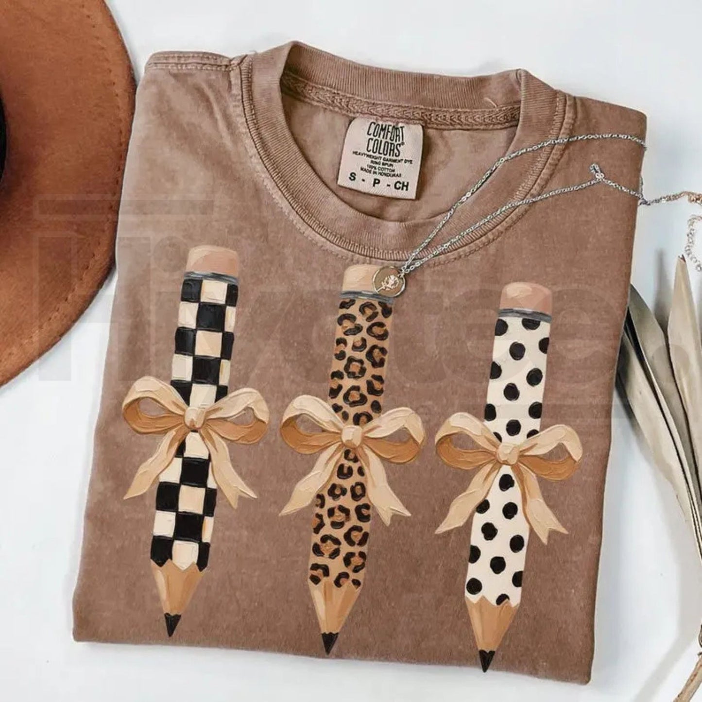 Comfort Colors Pencil Bow Teacher Shirt