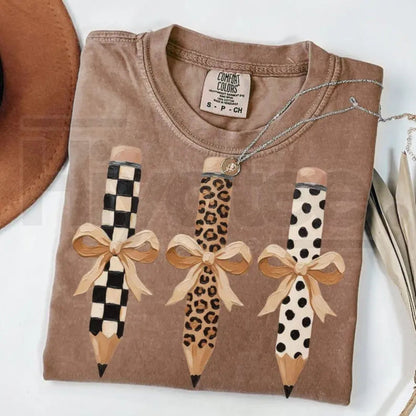Comfort Colors Pencil Bow Teacher Shirt