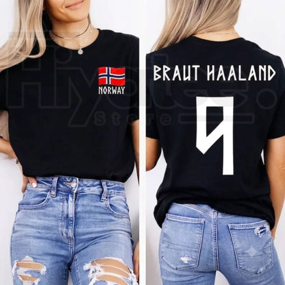 Retro Haaland 9 Norway Soccer Unisex Tee – Erling Haaland Patriotic Fan Shirt