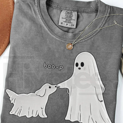 Boo-p Ghost Dog Comfort Colors T-Shirt Funny Halloween Dog Mom Tee