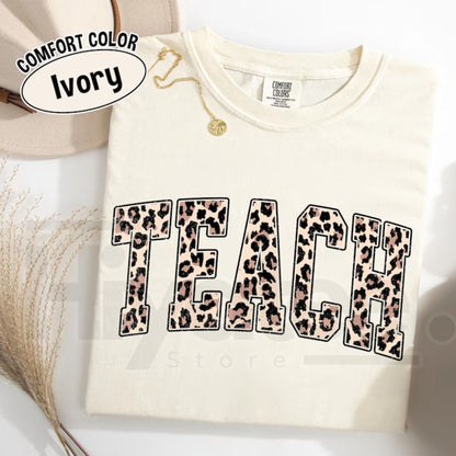 Comfort Colors Leopard Teacher Shirt Cute Teacher Life Tee School Graphic Top