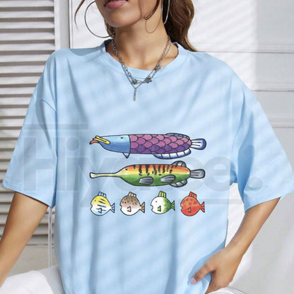 Nintendoodle Fish Lineup Tee – Retro Nintendo Art Style Funny Gaming Doodle T-Shirt