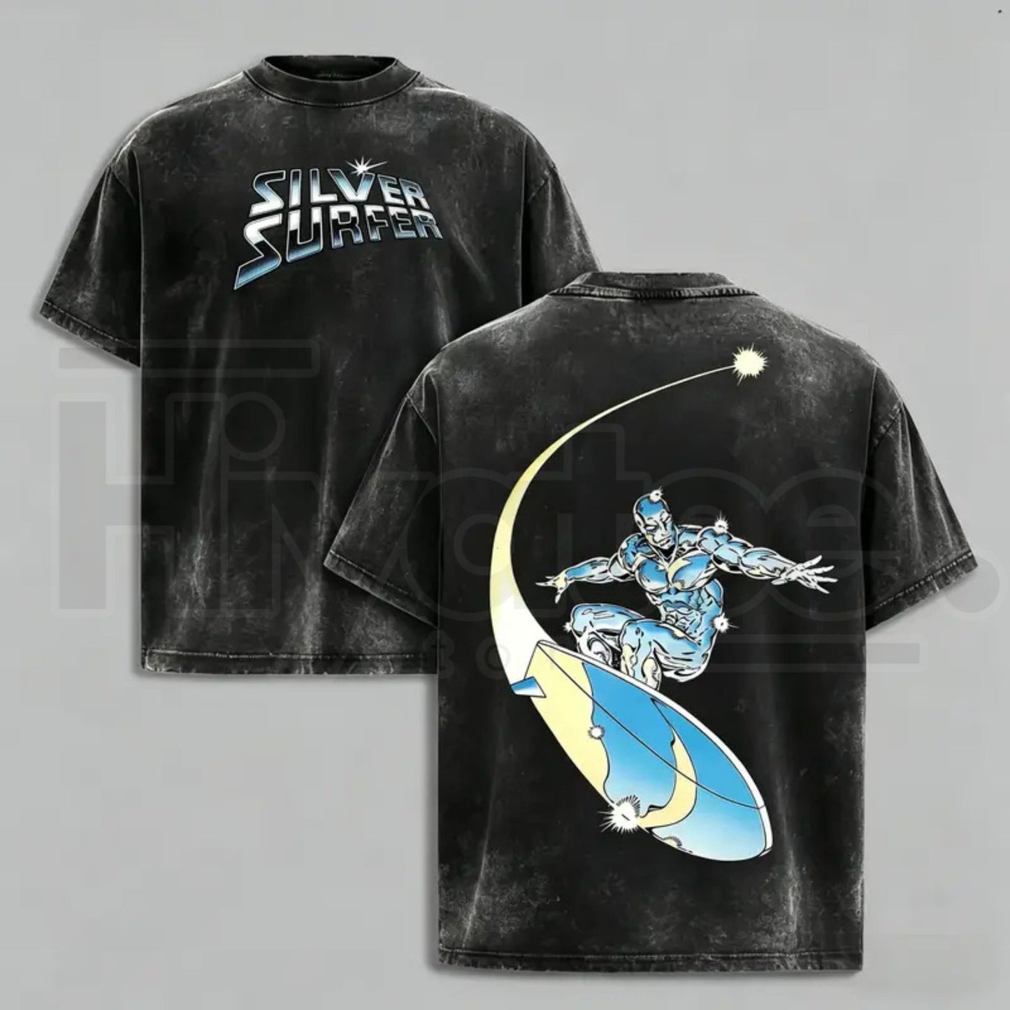 Silver Surfer Graphic T-Shirt – Unisex Acid Washed Oversized Cotton Streetwear Comic Tee