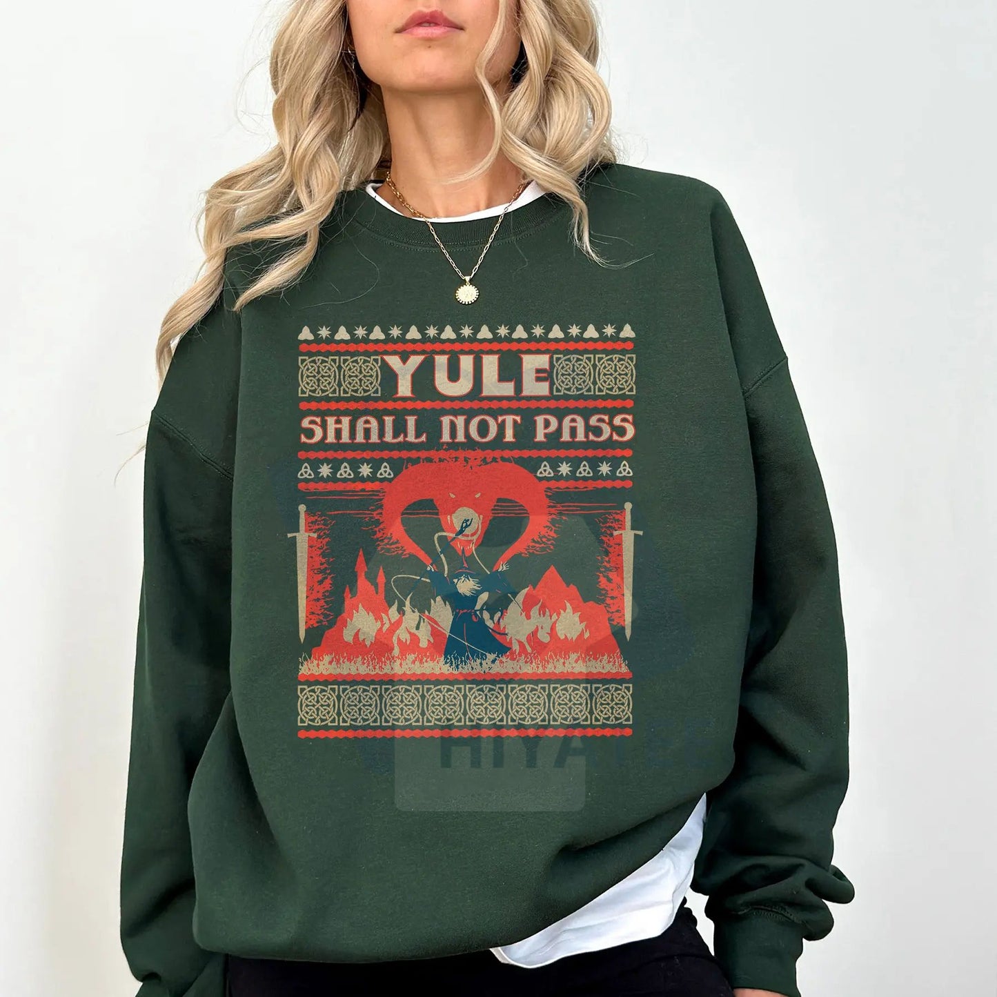 Yule Shall Not Pass Unisex Sweatshirt: LOTR Gifts Cottage Core Pullover, Funny Lord of the Rings Gift, Nerdy Book Lovers Fantasy Sweater