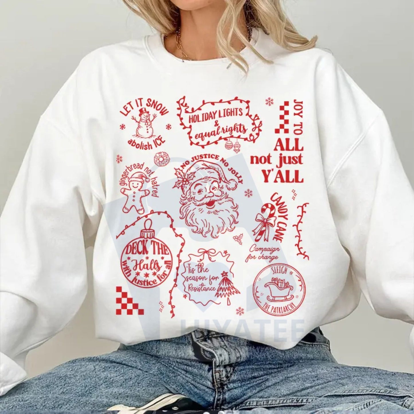 Doodle Christmas Liberal Values Shirt: Subtle Message Social Justice Holiday Sweatshirt, Festive Activist Tee