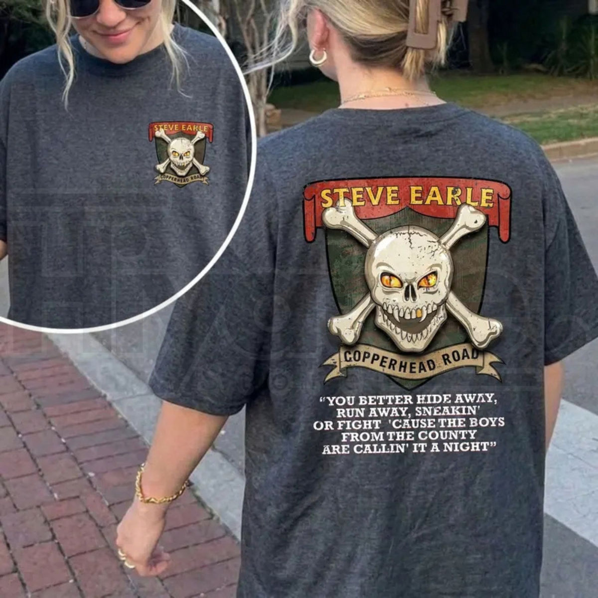 Steve Earle Copperhead Road T-Shirt – Vintage Skull Outlaw Country Tee