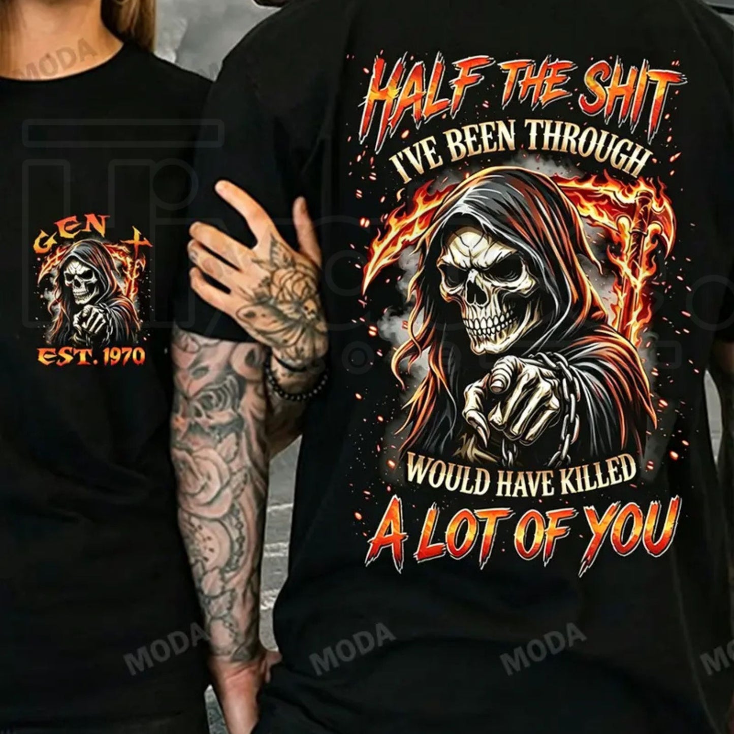Gen X Half The Shit I've Been Through Custom Year Skull T-Shirt – Chaosmoda Men's Graphic Tee