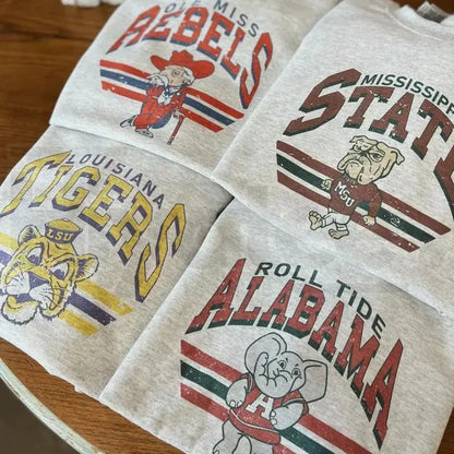 Retro College Football Sweatshirt – Ash Unisex Crewneck for Game Day Fans, Classic Trending Cotton Pullover