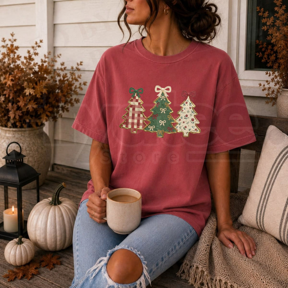 Comfort Colors Three Trees Christmas T-Shirt – Trendy Holiday Graphic Tee