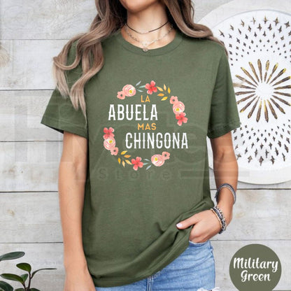 "La Abuela Más Chingona" – Spanish Grandma Floral Arch Graphic Top