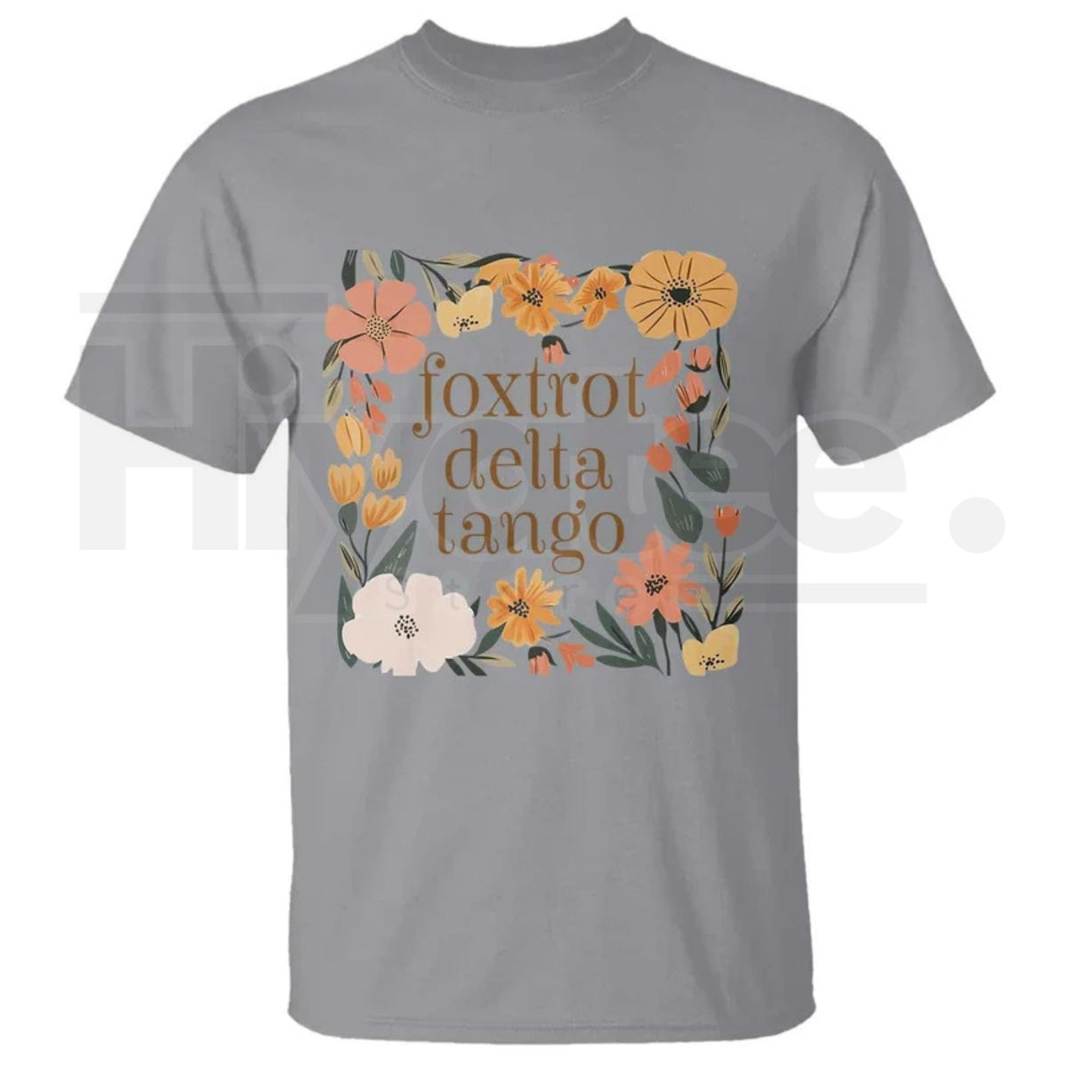 Foxtrots Deltas Tangos Boho Floral T-Shirt – Funny Military Phonetic Humor Tee