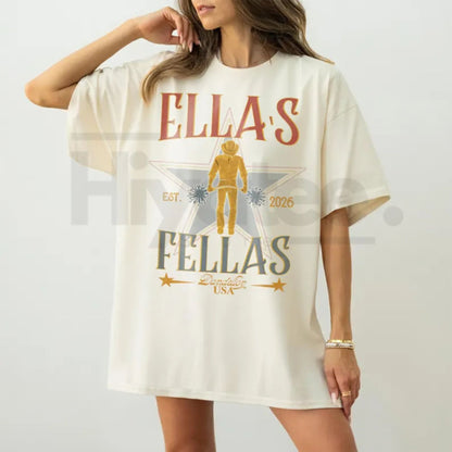 Comfort Colors® "Ella's Fellas" T-Shirt – Wedding or Bachelorette Party Shirt, Vintage Western Cowboy Graphic Tee, Minimalist Groomsman Gift
