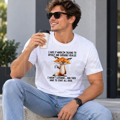 Talking to Myself Funny Cartoon Fox T-Shirt – Sarcastic Quote Tee