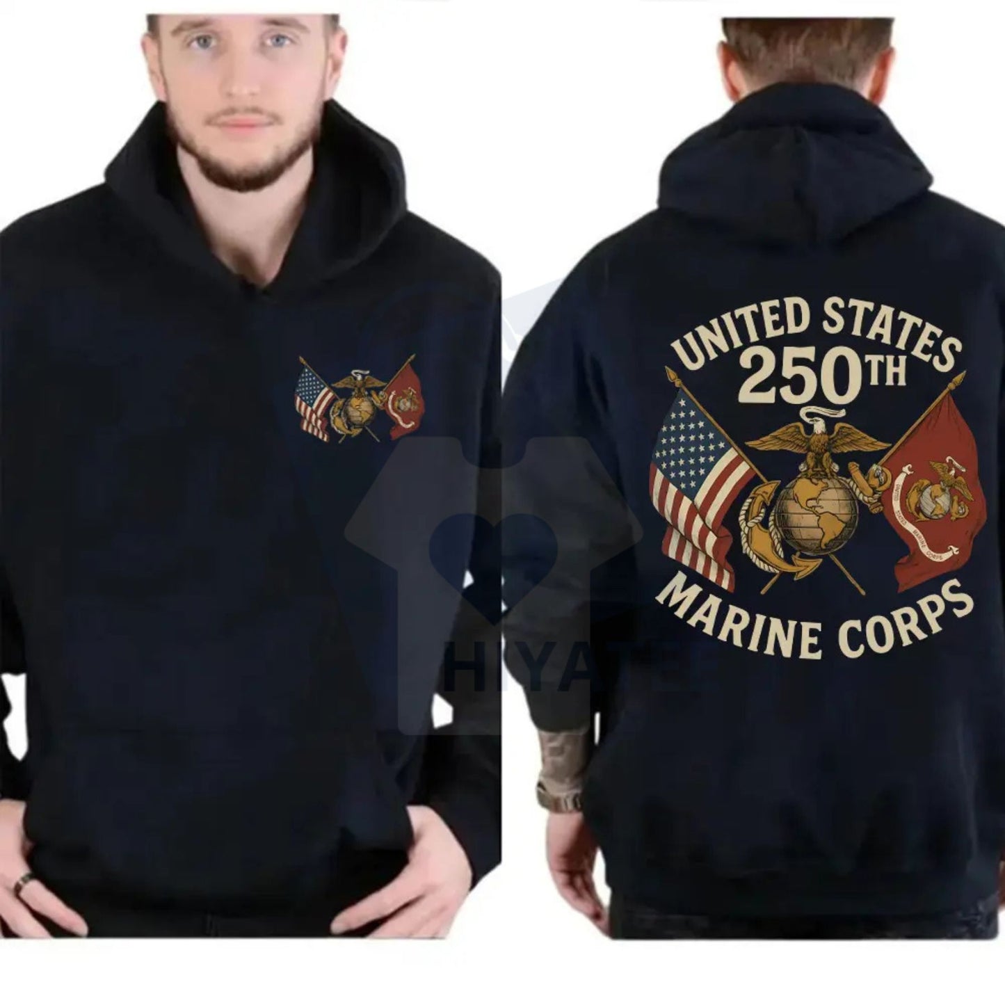 USMC 250 Years Hoodie – United States Marine Corps Birthday Pullover, Proud Veteran Gift