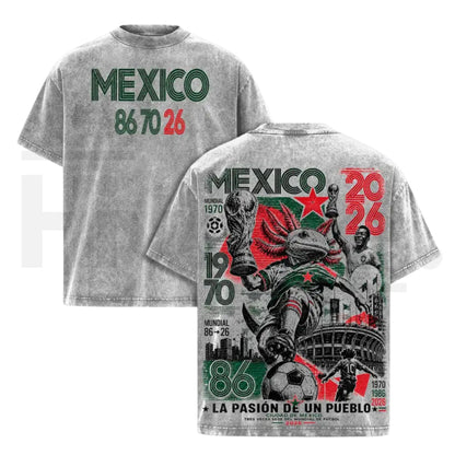 Mexico 86 70 26 United World Football Tour Vintage T-Shirt – Retro Axolotl Soccer Graphic Tee