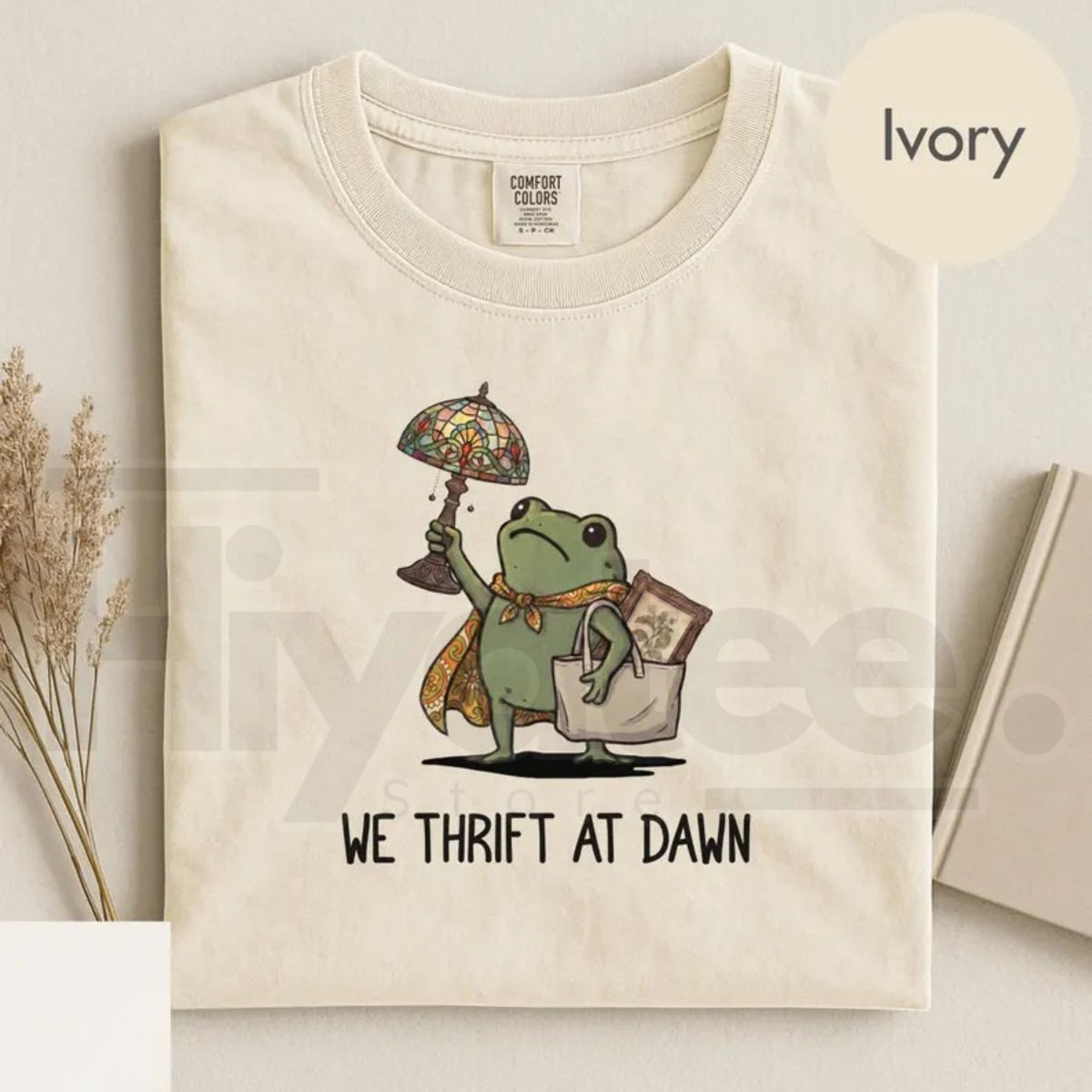 Comfort Colors We Thrift At Dawn Funny Frog Meme Tee