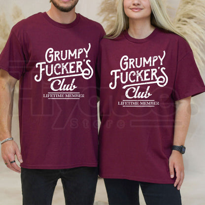 Mens Grumpy Fuckers Club T-Shirt – Funny Sarcastic Vintage Novelty Tee