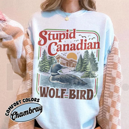 Stupid Canadian Wolf Bird T-Shirt – Retro Heated Rivalry Inspired Fan Tee