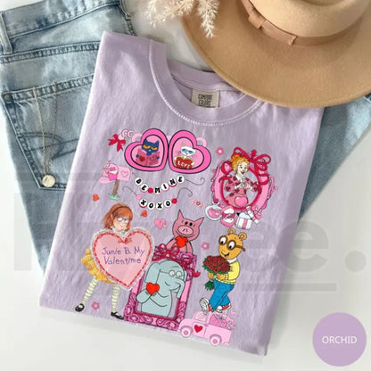 Comfort Colors® Coquette Bow Children’s Book Valentine Shirt – Junie B. Teacher Tee, Library Book Club School Top