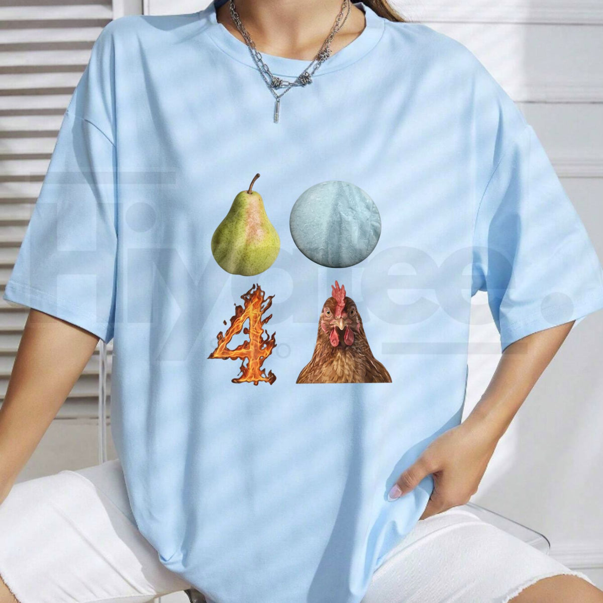 Pear-Shaped Planet Rooster T-Shirt – Funny Graphic Tee