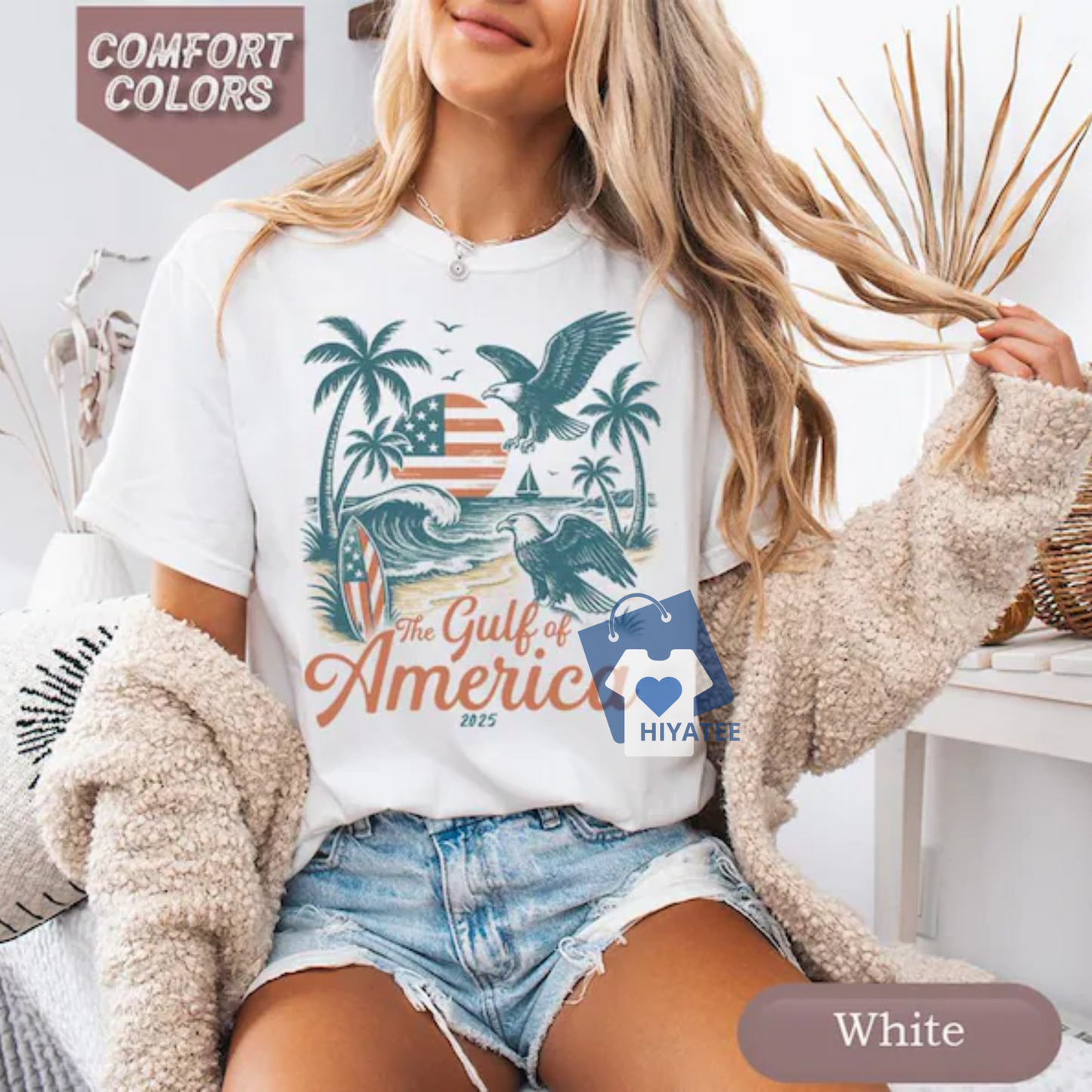 The Gulf of America 2025 Comfort Colors® T-Shirt – Vintage Garment-Dyed Beach Vacation Tee, Unisex Relaxed Fit