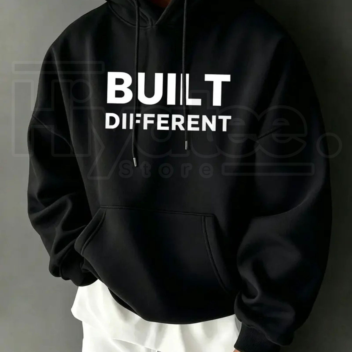 Men's "Built Different" Graphic Hoodie – Motivational Streetwear Pullover, Gym & Casual Fit